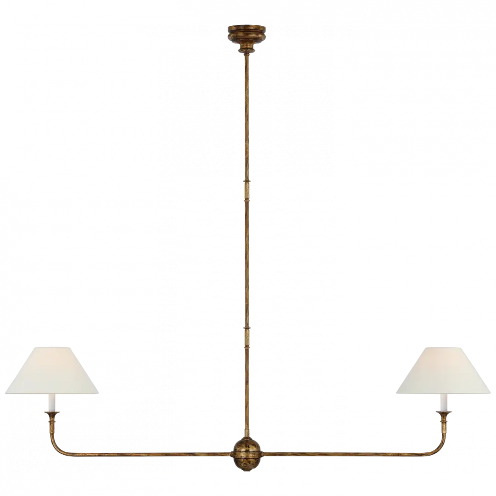 Piaf Large Two-Light Linear Pendant in Antique Gild by Visual Comfort & Co.