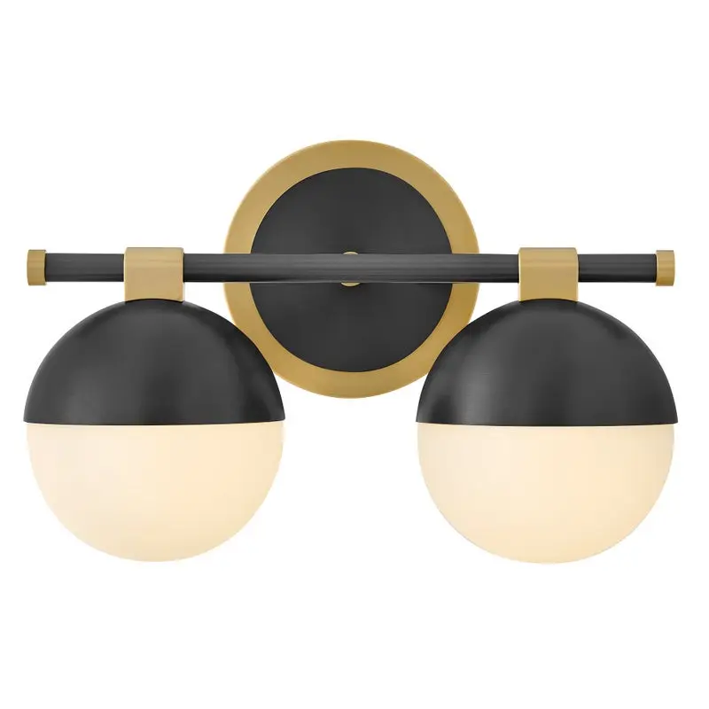 Bowie Small Two-Light Vanity in Lacquered Brass with Black accents by Hinkley