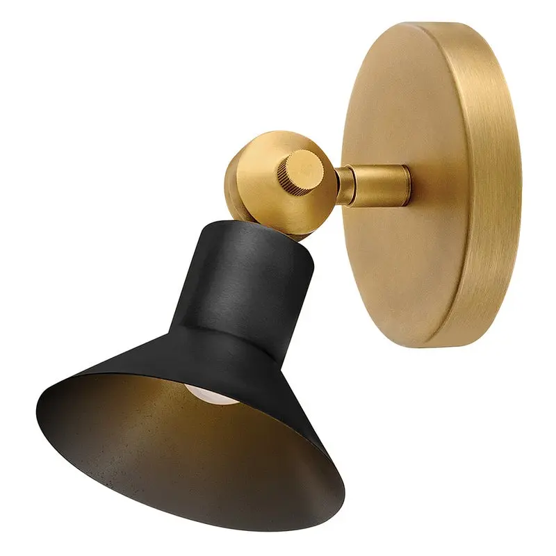 Dom Small Adjustable LED Sconce in Heritage Brass with Black by Hinkley