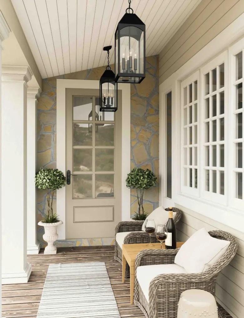 Outdoor lighting on a Mediterranean patio