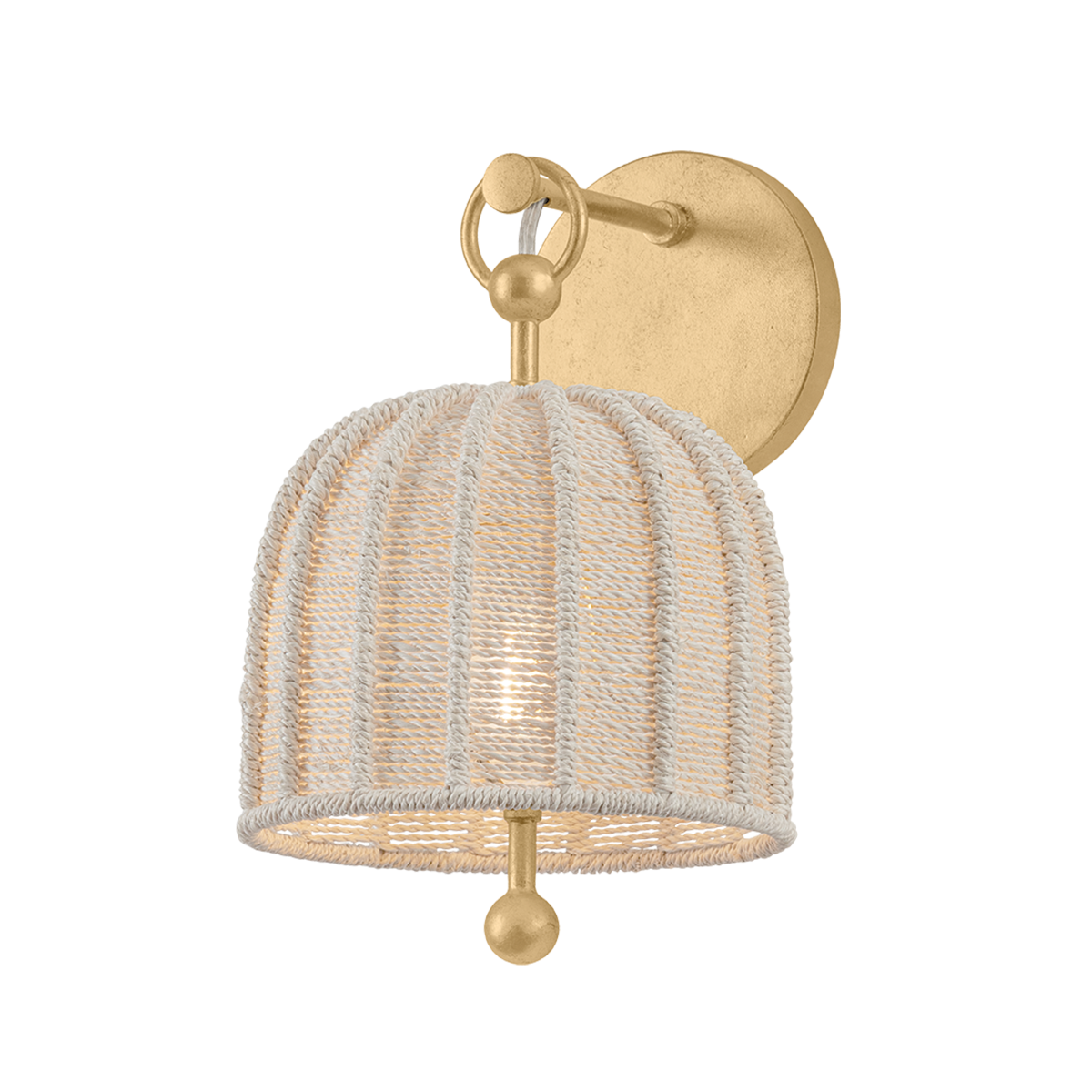 Lonnie Wall Sconce in Vintage Gold Leaf with Ivory Rattan by Troy Lighting